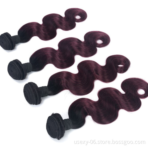 Brazilian Raw Virgin Hair Ombre 1B 99J Human Hair Weave Bundles 100 Cheap Ombre Hair Extension For Braiding